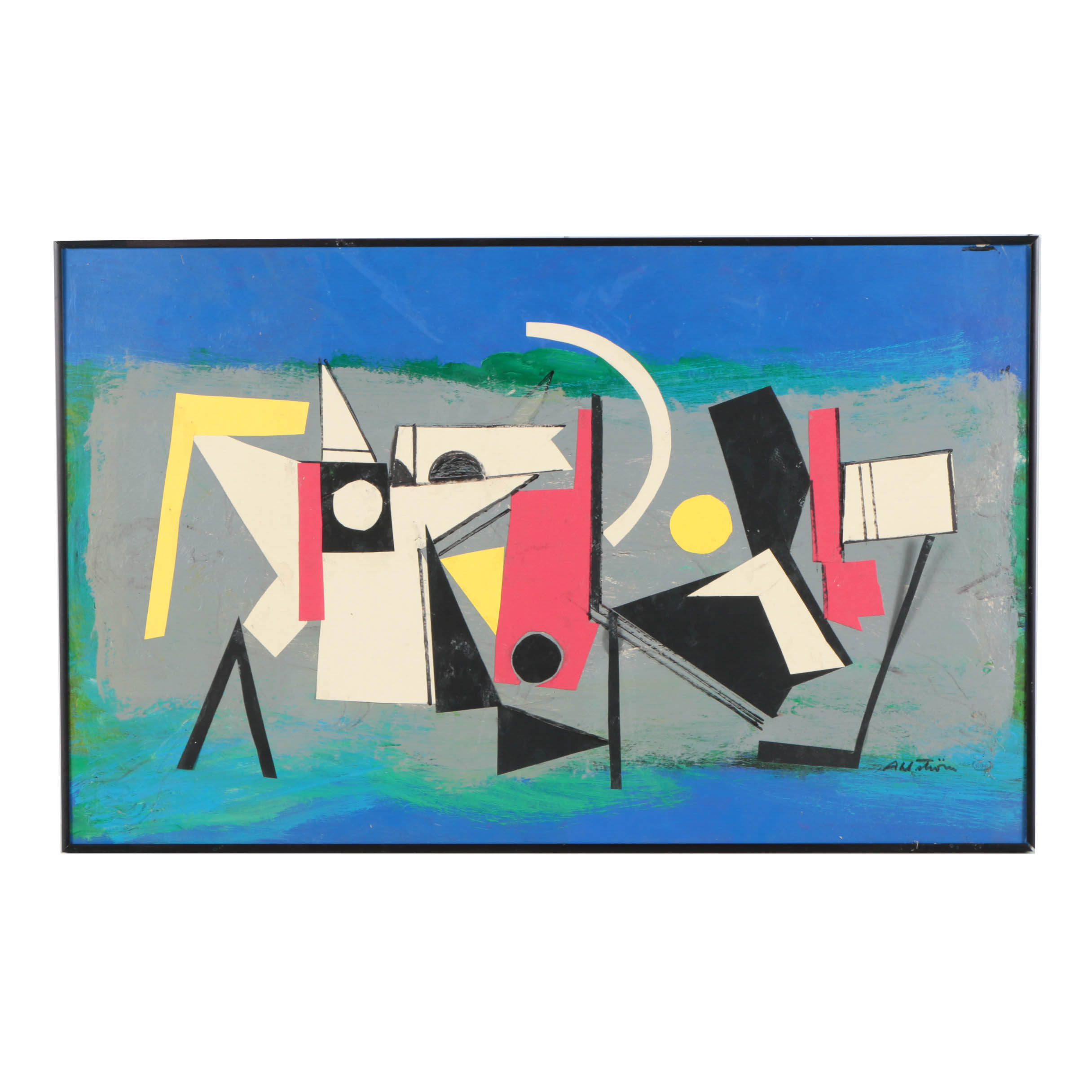 Ronald Ahlström Mix Media Collage on Board