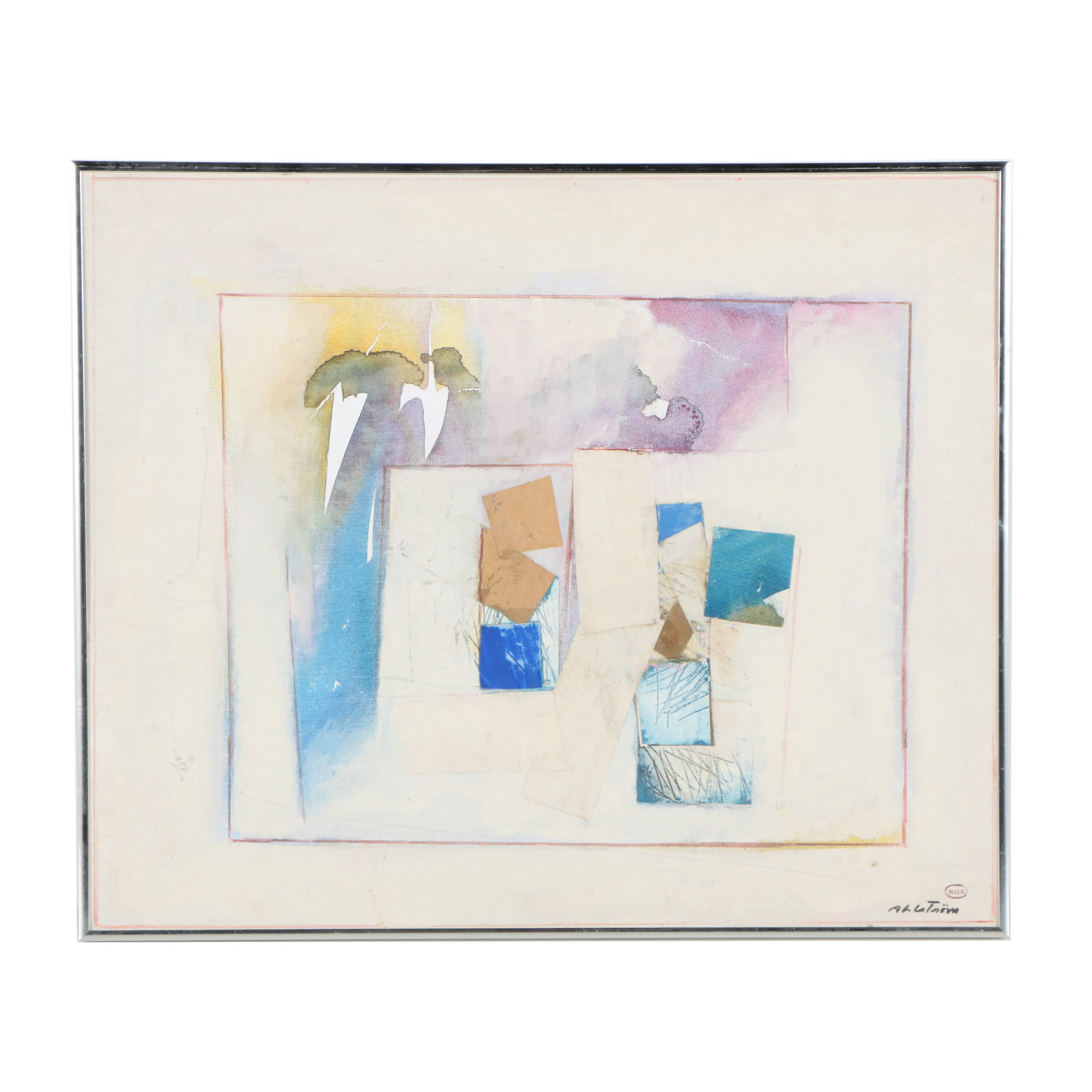 Ronald Ahlström Mix Media Collage on Board "Untitled"