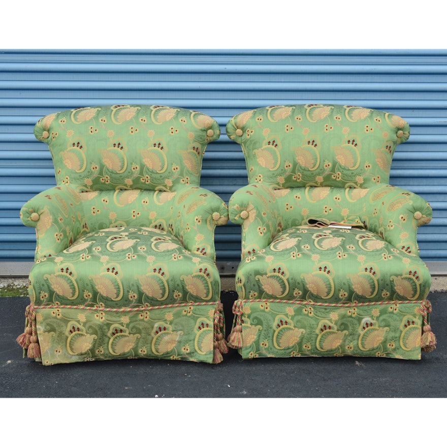 Upholstered Arm Chairs by Scalamandre