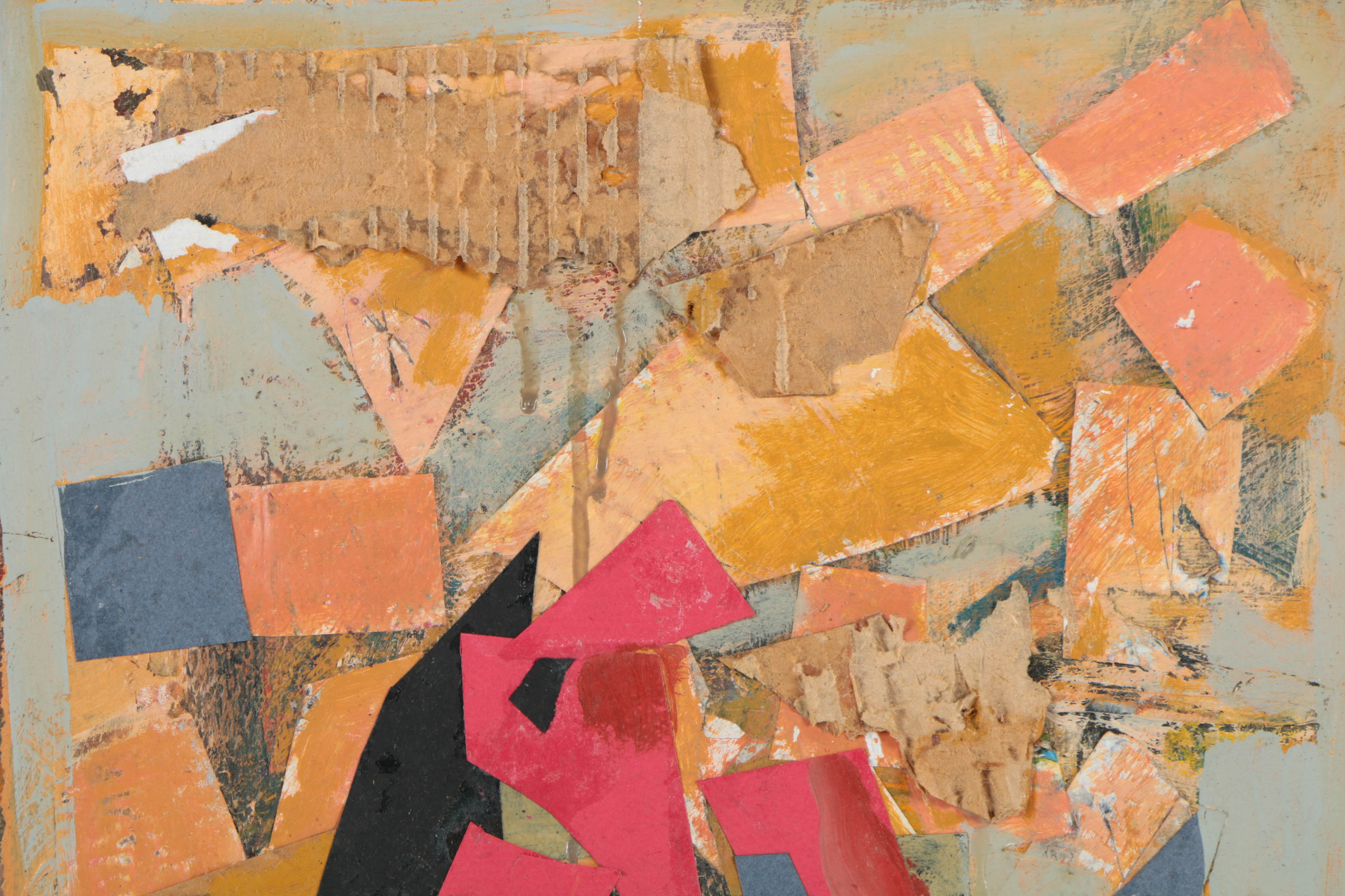 Ronald Ahlström Abstract Mixed Media Collage on Wood Board "Figure"