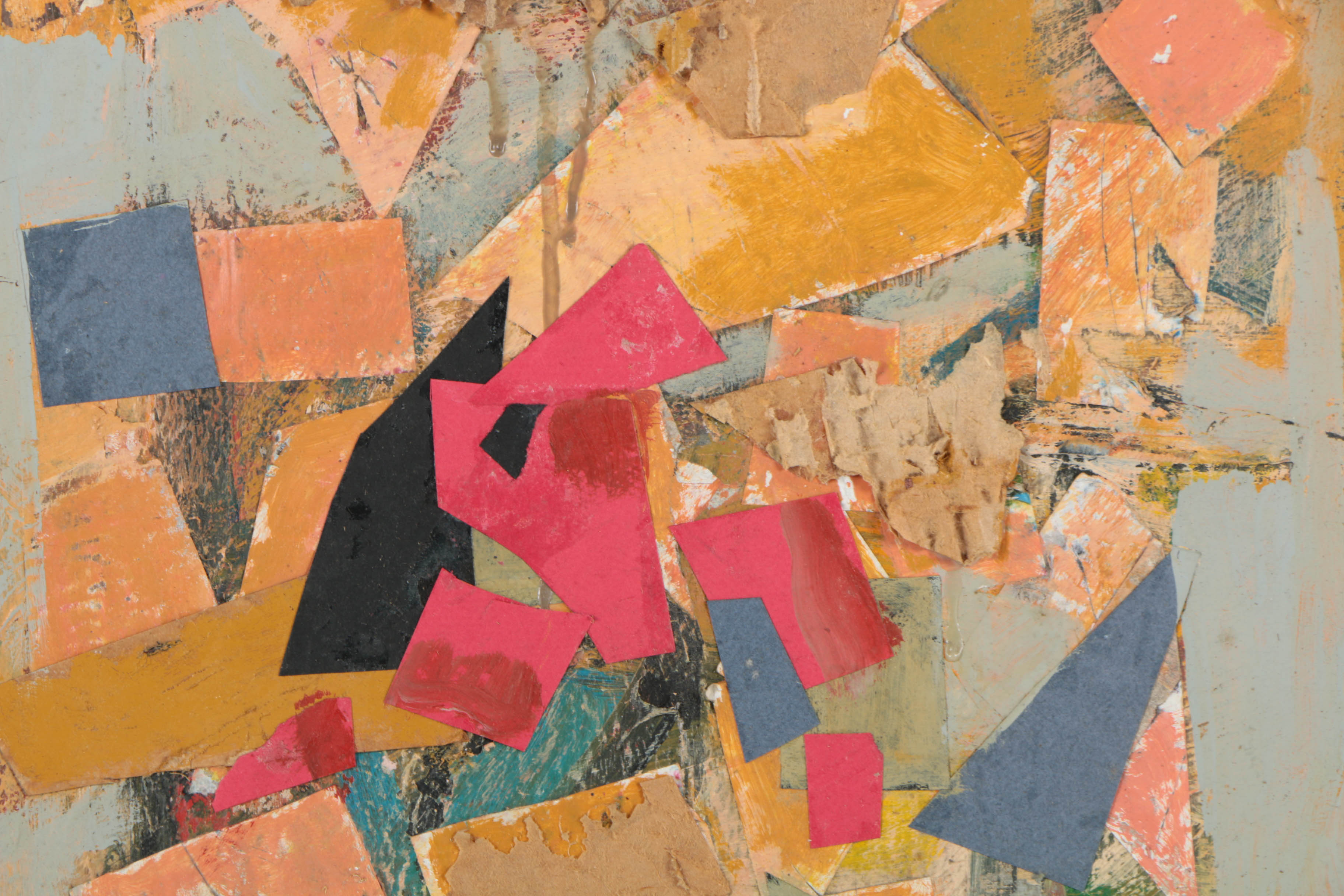 Ronald Ahlström Abstract Mixed Media Collage on Wood Board "Figure"