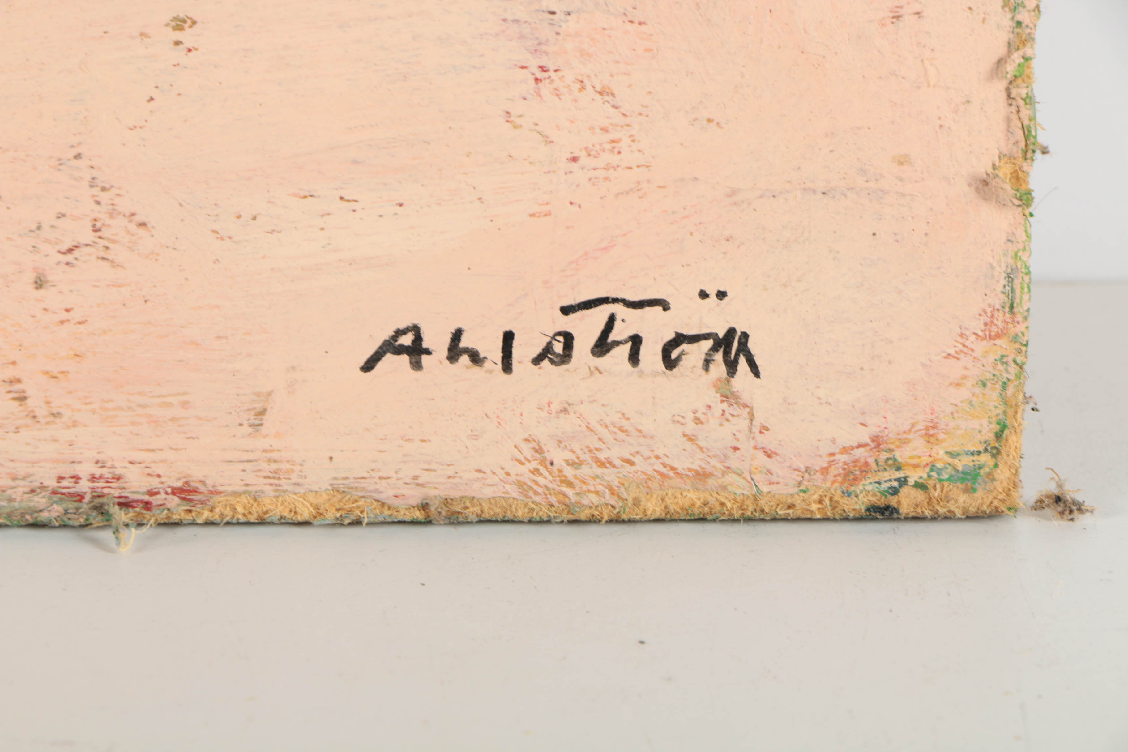 Ronald Ahlström Abstract Mixed Media Collage on Wood Board "Figure"