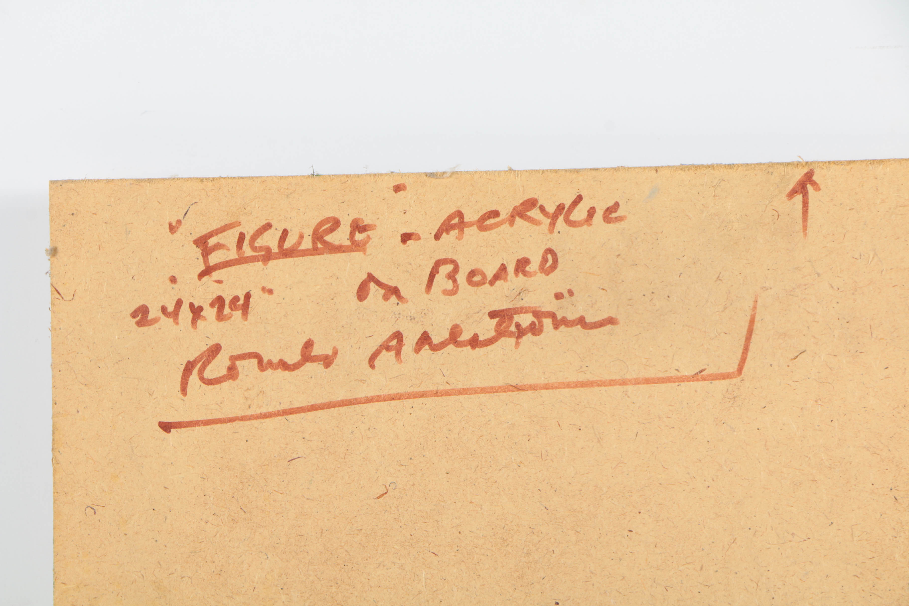 Ronald Ahlström Abstract Mixed Media Collage on Wood Board "Figure"