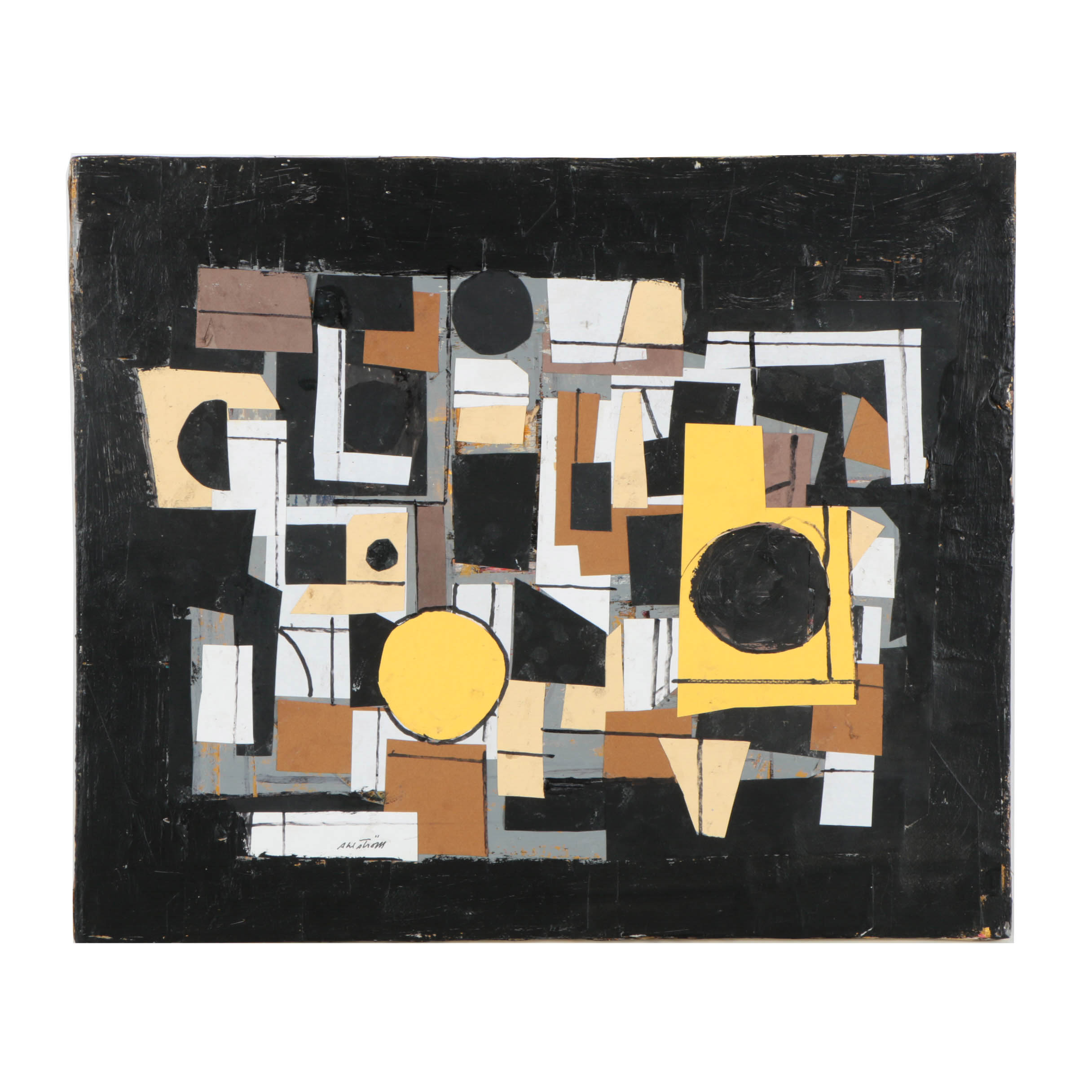 Ronald Ahlström Abstract Mixed Media Collage on Canvas "Untitled"