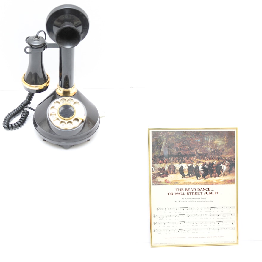 Candlestick Telephone and Wall Street Theme Print