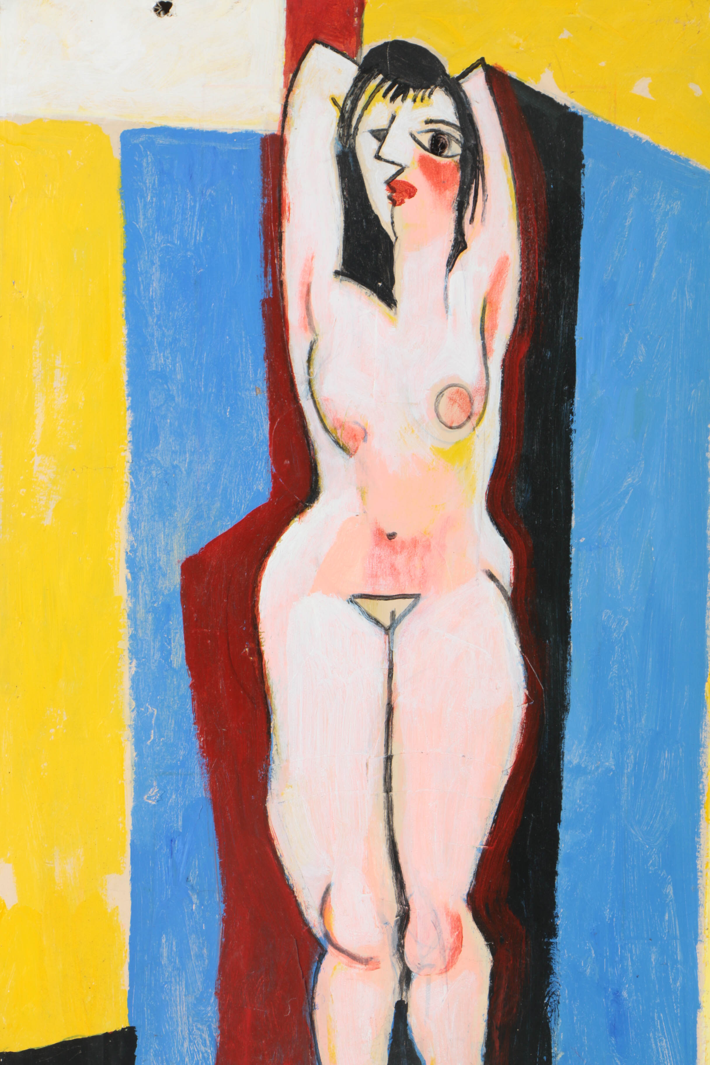 Ronald Ahlström Mixed Media Painting on Canvas "Untitled Figure"