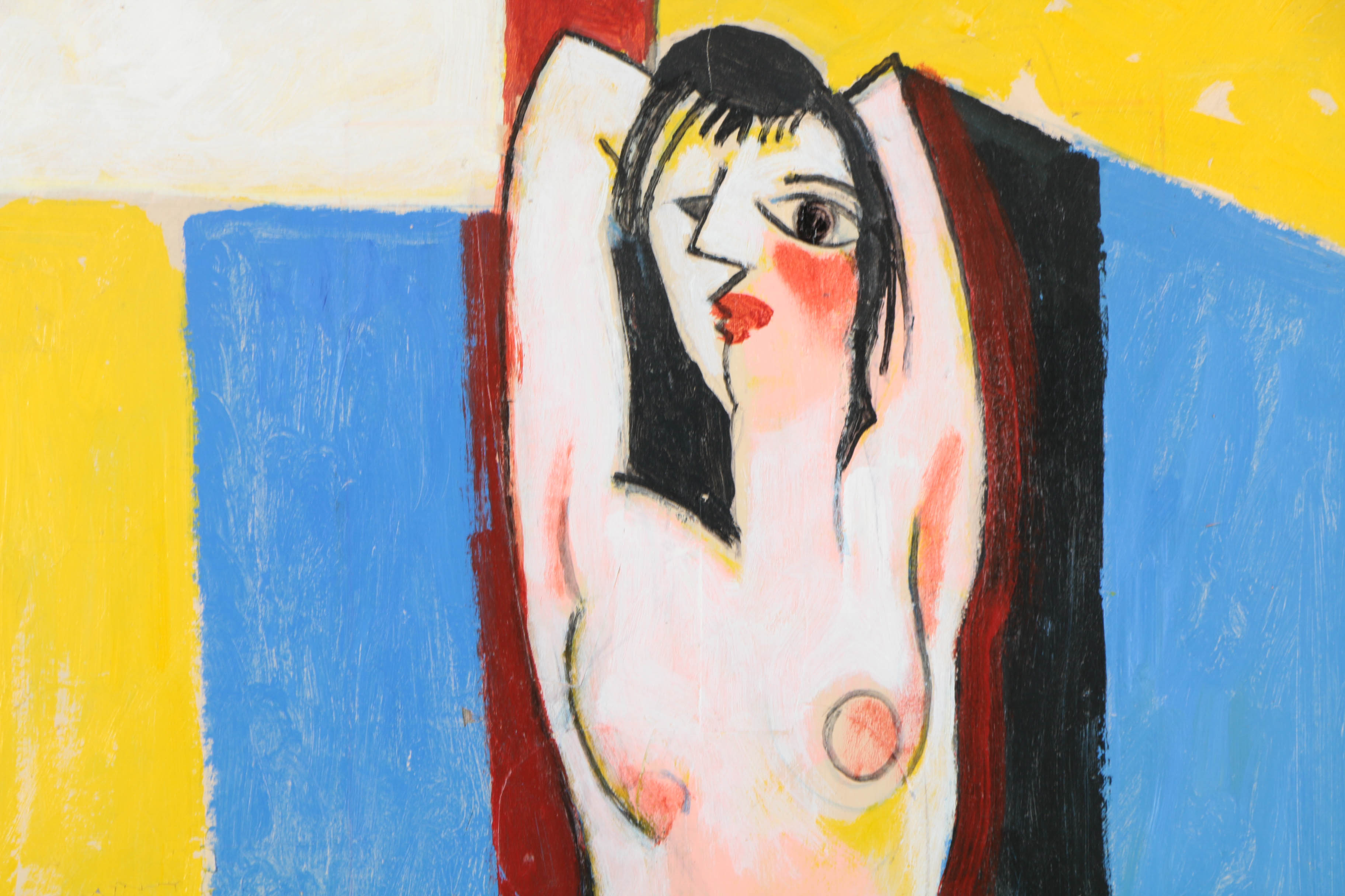 Ronald Ahlström Mixed Media Painting on Canvas "Untitled Figure"