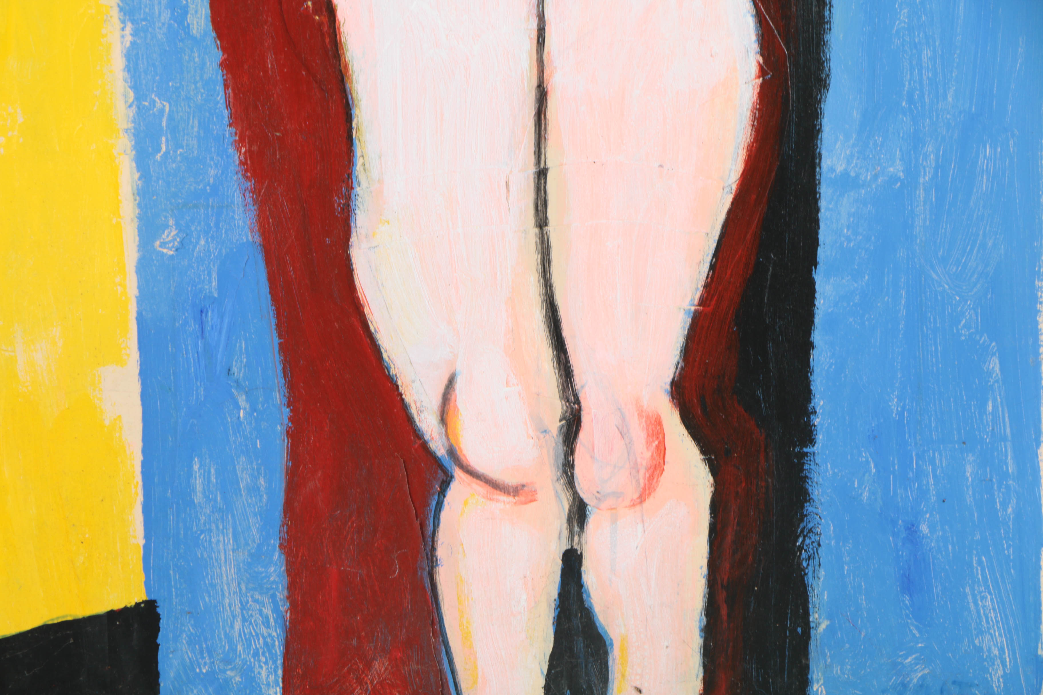Ronald Ahlström Mixed Media Painting on Canvas "Untitled Figure"