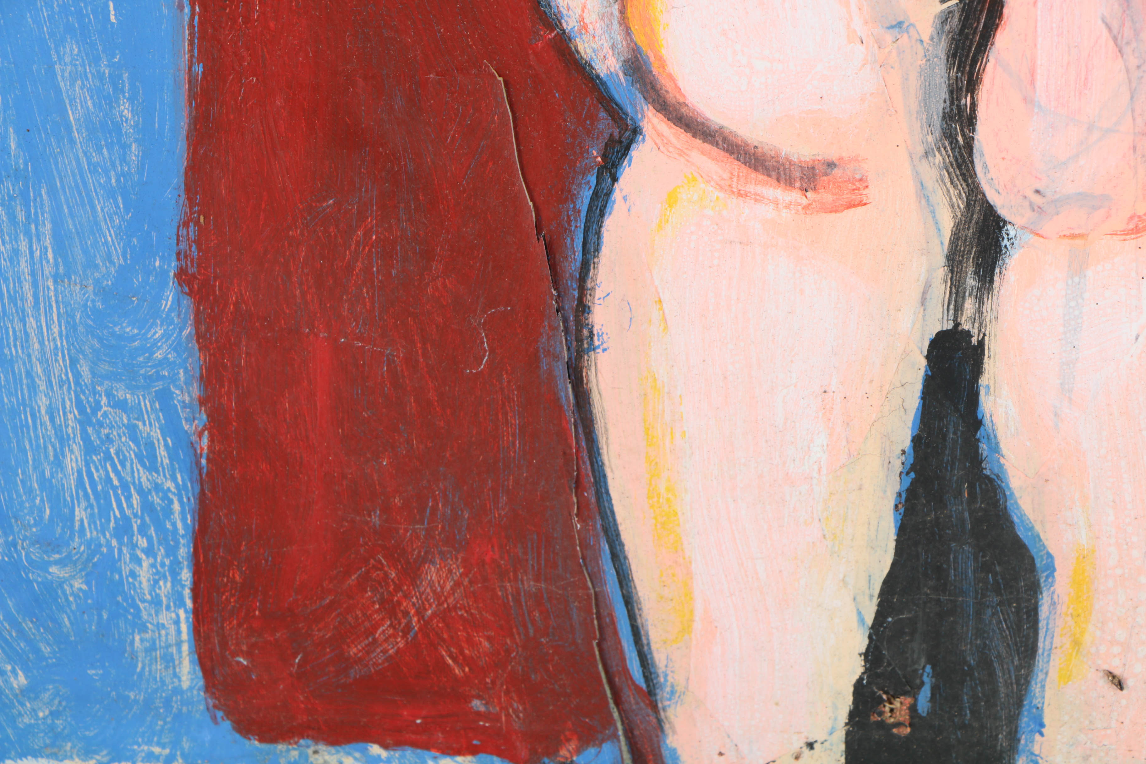 Ronald Ahlström Mixed Media Painting on Canvas "Untitled Figure"