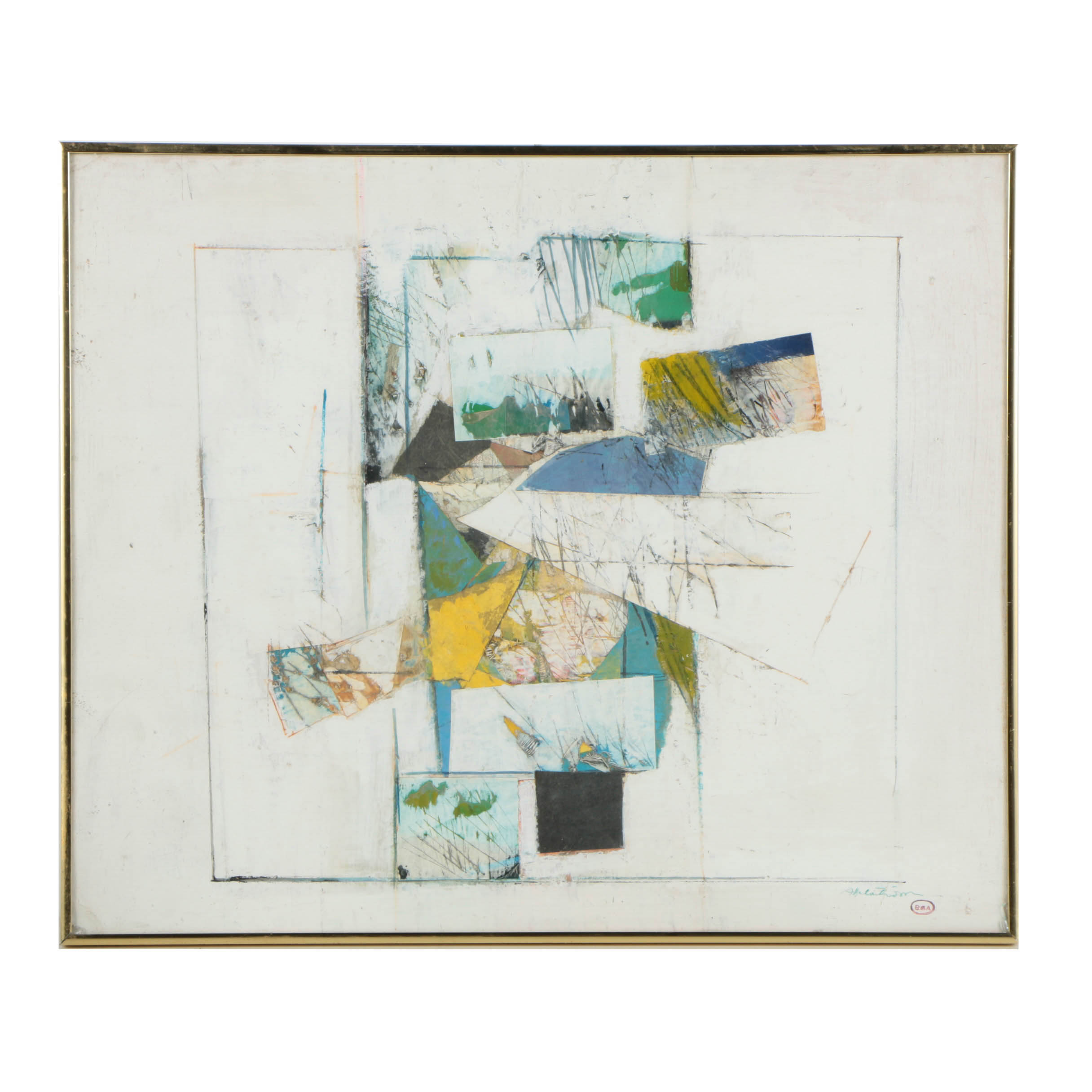 Ronald Ahlström Mixed Media Collage on Canvas Board "Untitled"