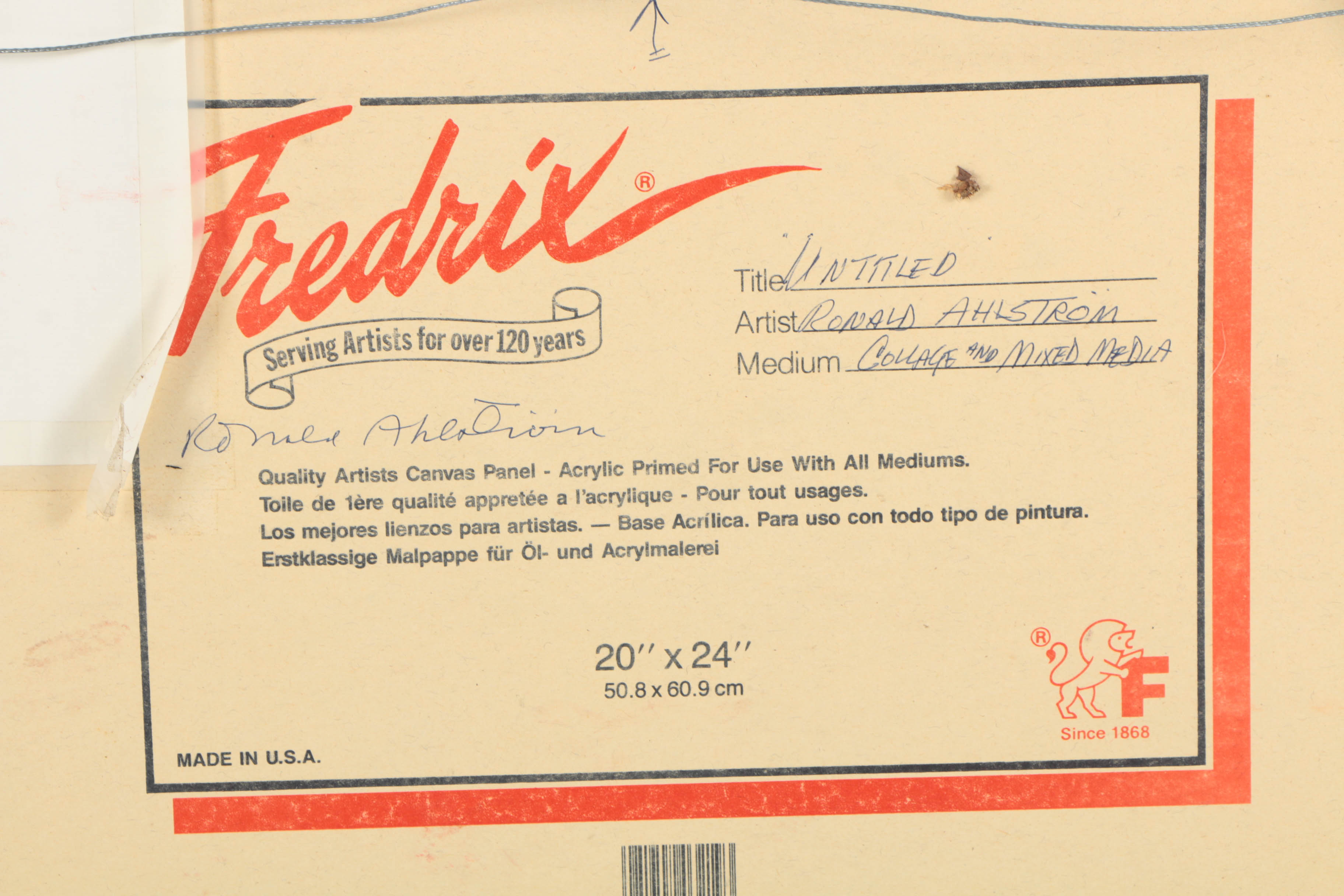 Ronald Ahlström Mixed Media Collage on Canvas Board "Untitled"