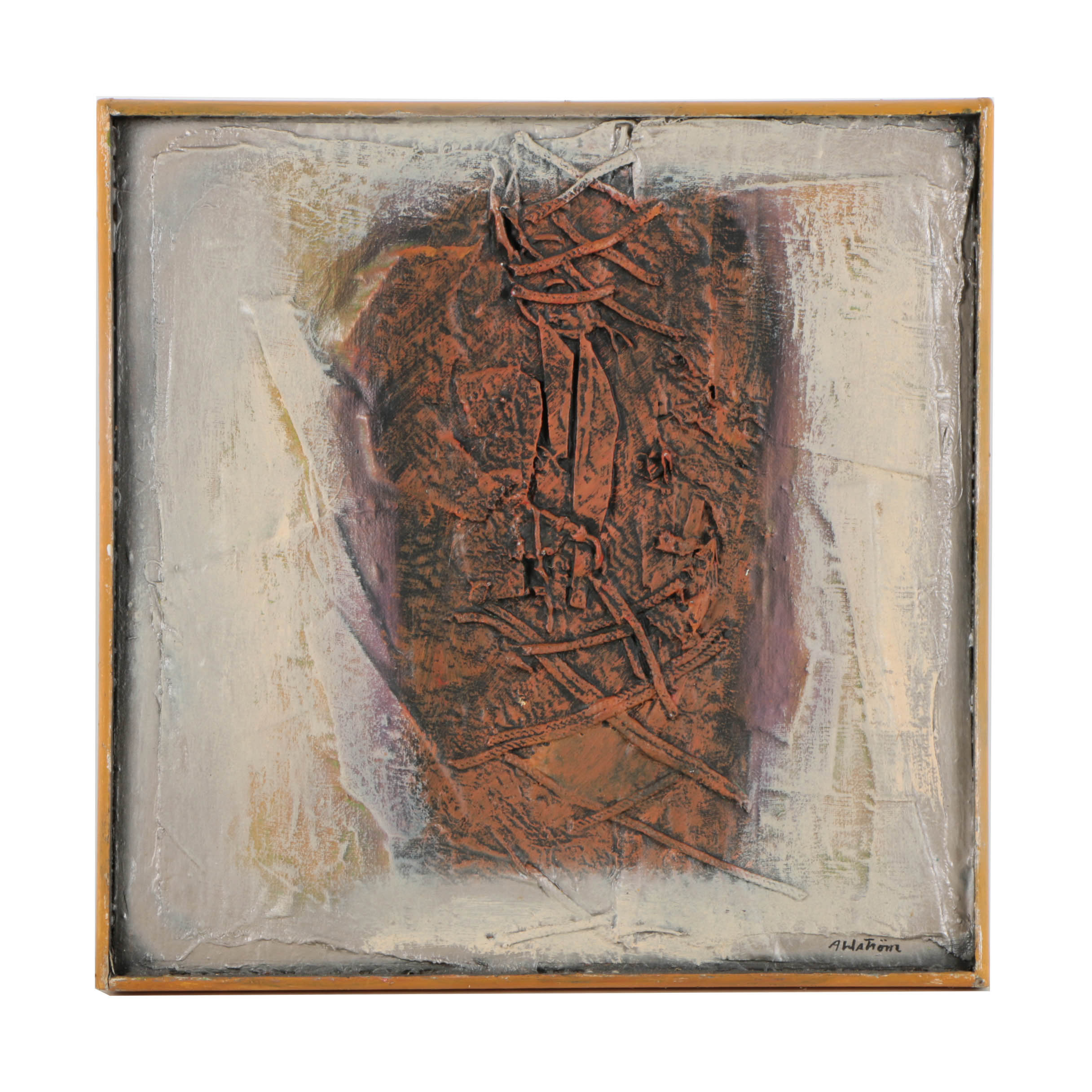 Ronald Ahlström Abstract Mixed Media Collage on Canvas "Untitled"