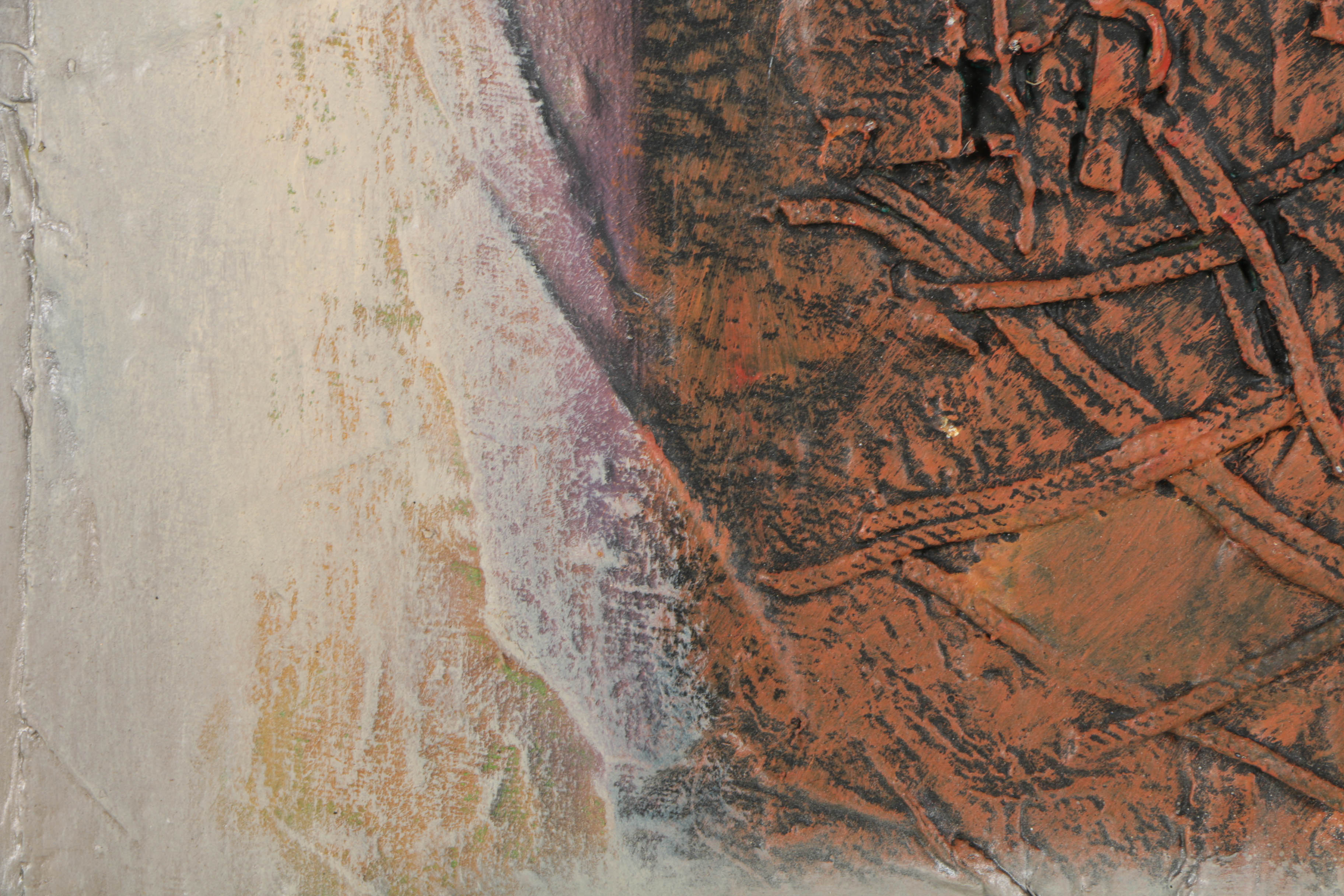 Ronald Ahlström Abstract Mixed Media Collage on Canvas "Untitled"