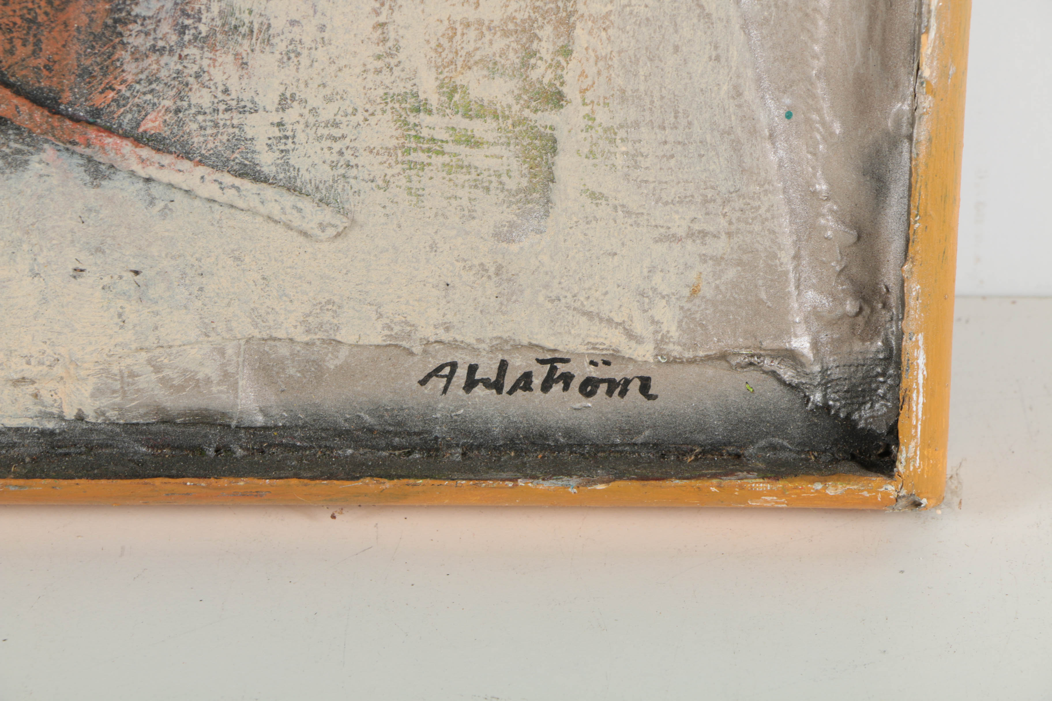 Ronald Ahlström Abstract Mixed Media Collage on Canvas "Untitled"