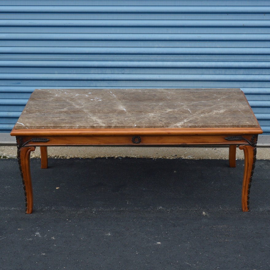 Louis XV Style Marble Top Coffee Table