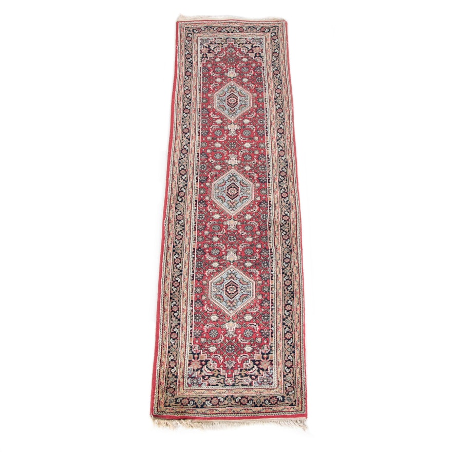 Vintage Hand-Knotted Bijar Wool Carpet Runner