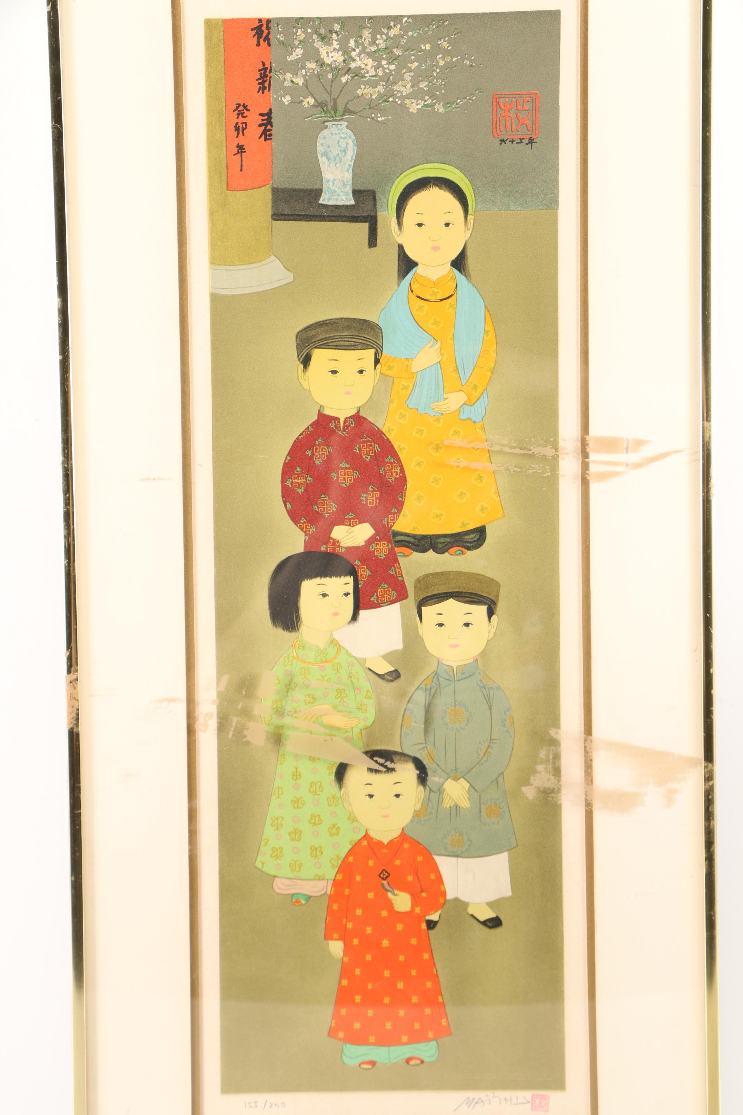 Limited Edition Lithograph on Paper by Mai Thu