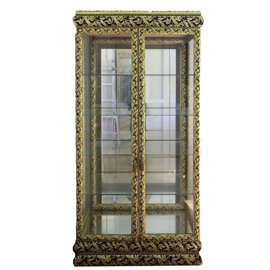 Gold Toned and Glass Display Cabinet