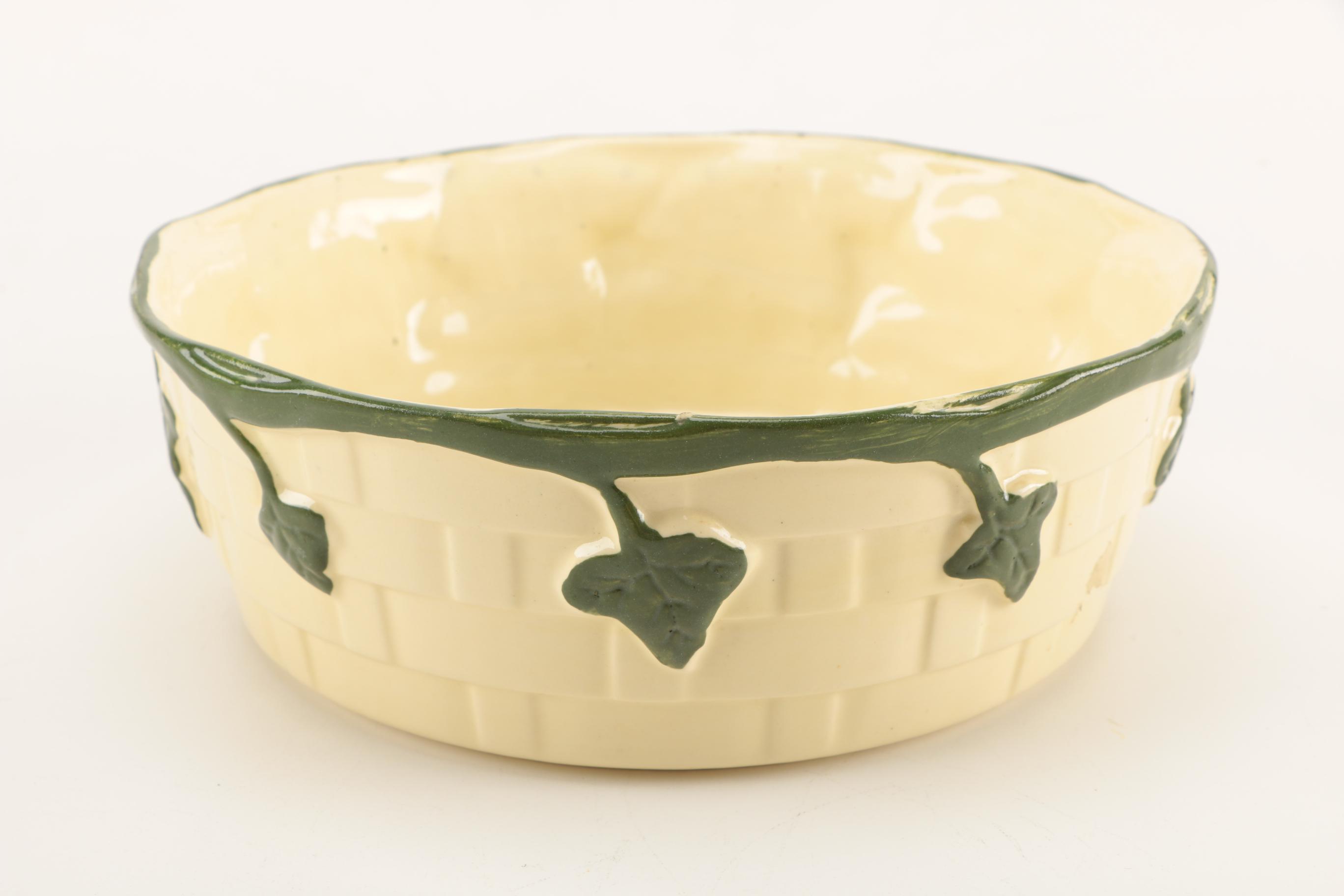 Basket Weave and Ivy Ceramic Bowl Set