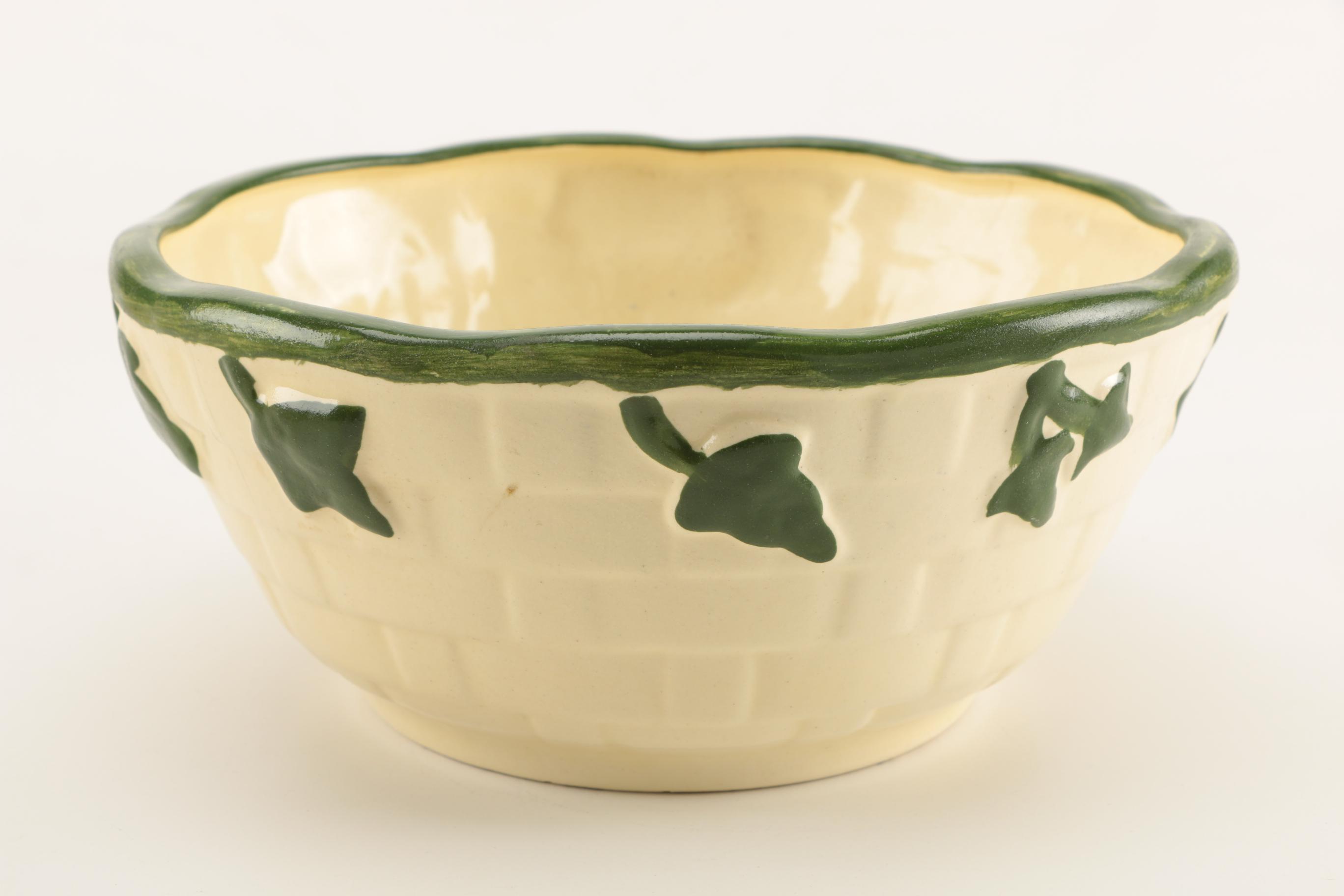Basket Weave and Ivy Ceramic Bowl Set