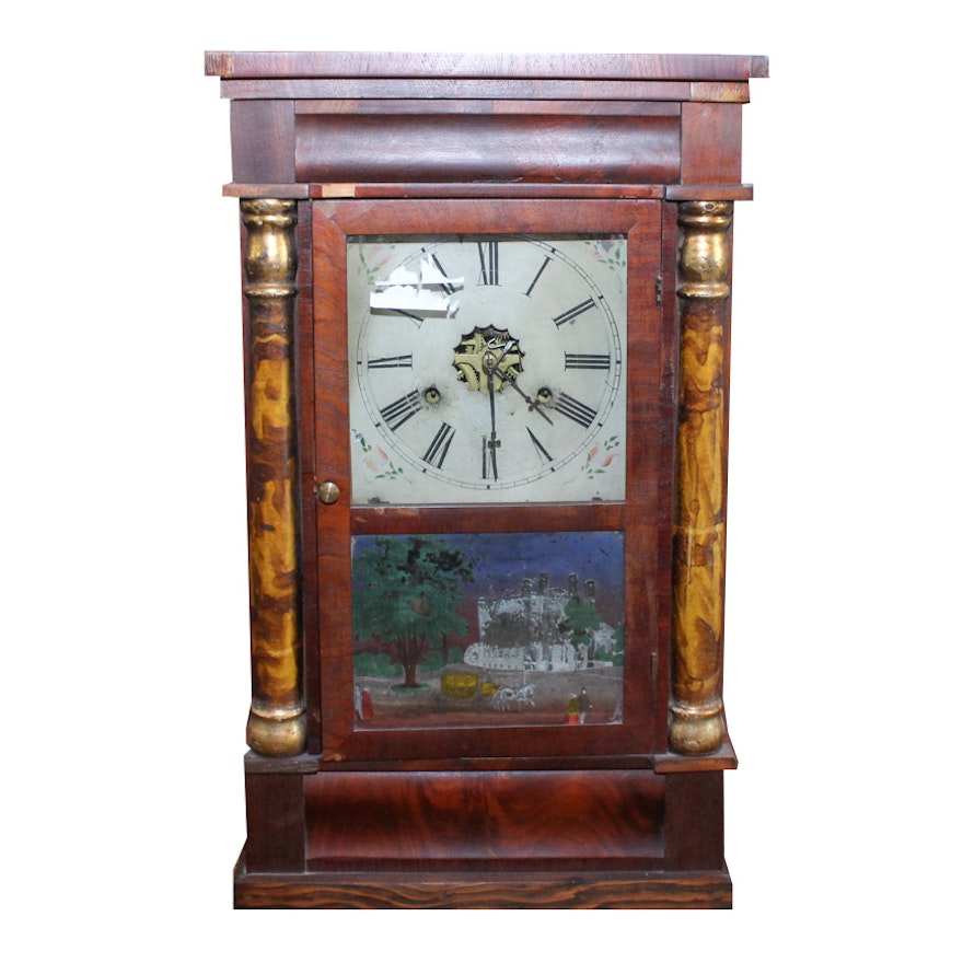 Antique New Haven Clock Co. Mahogany Ogee Clock