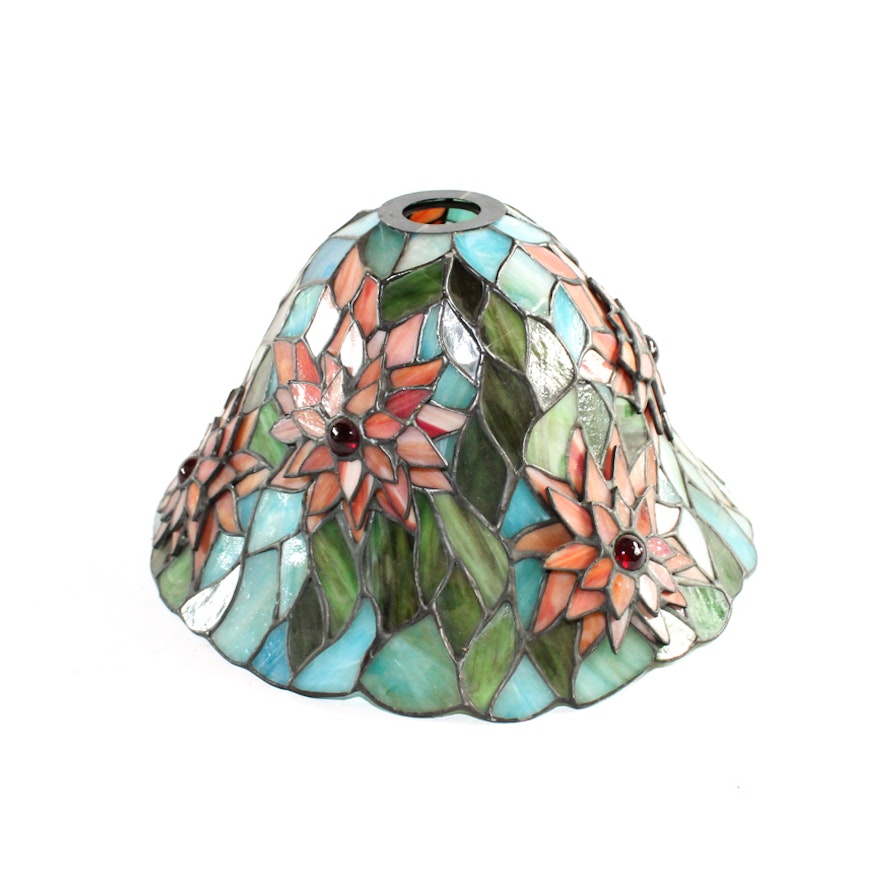 Layered Arts and Crafts Period Slag Glass Lamp Shade