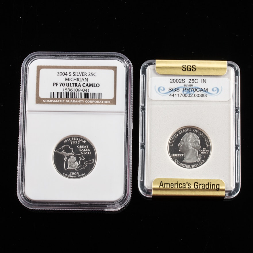 Two Encapsulated Silver Proof Statehood Quarters