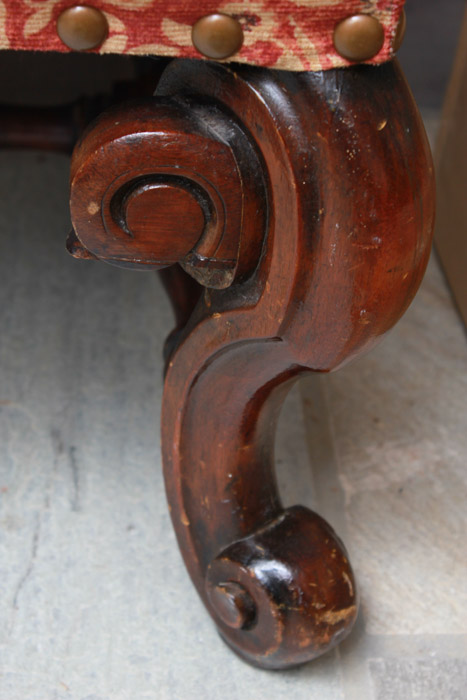 Vintage Walnut Louis XIII Style Armchair