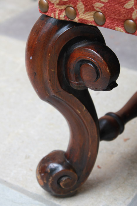 Vintage Walnut Louis XIII Style Armchair