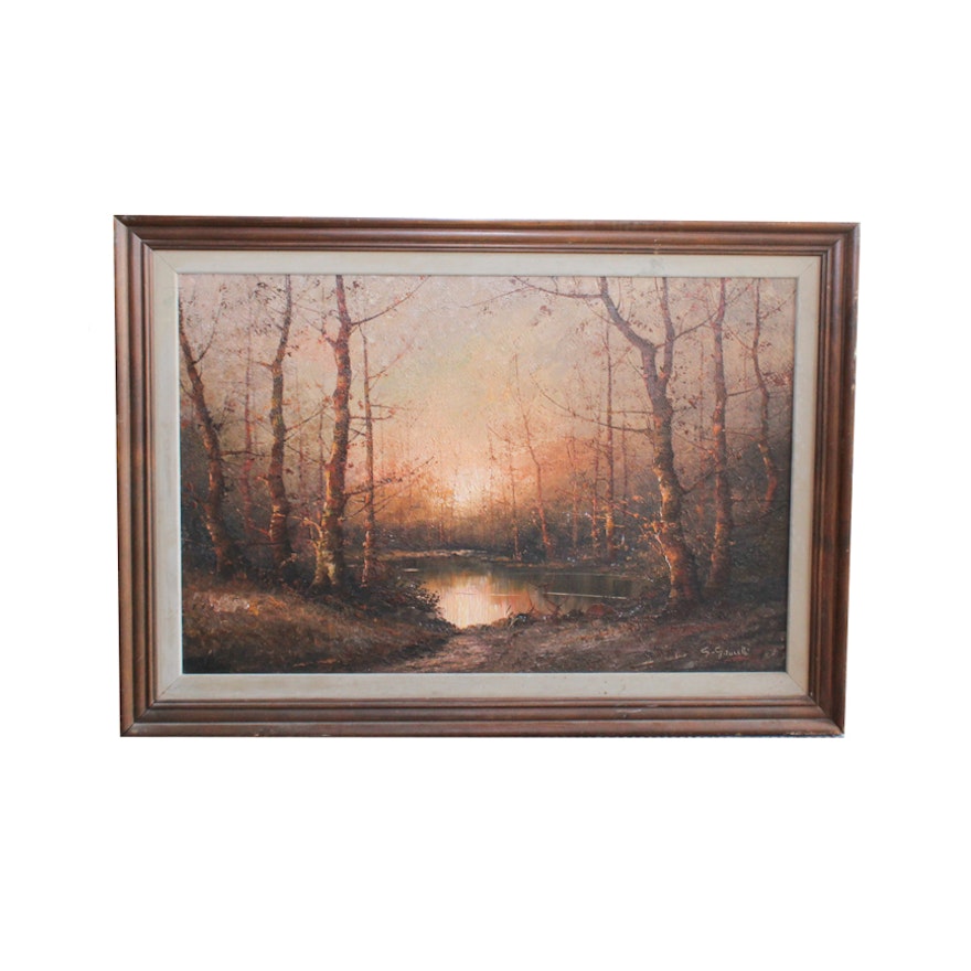 G. Gnucchi Oil Painting of an Autumn Landscape