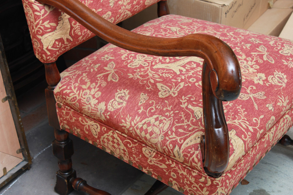 Vintage Walnut Louis XIII Style Armchair