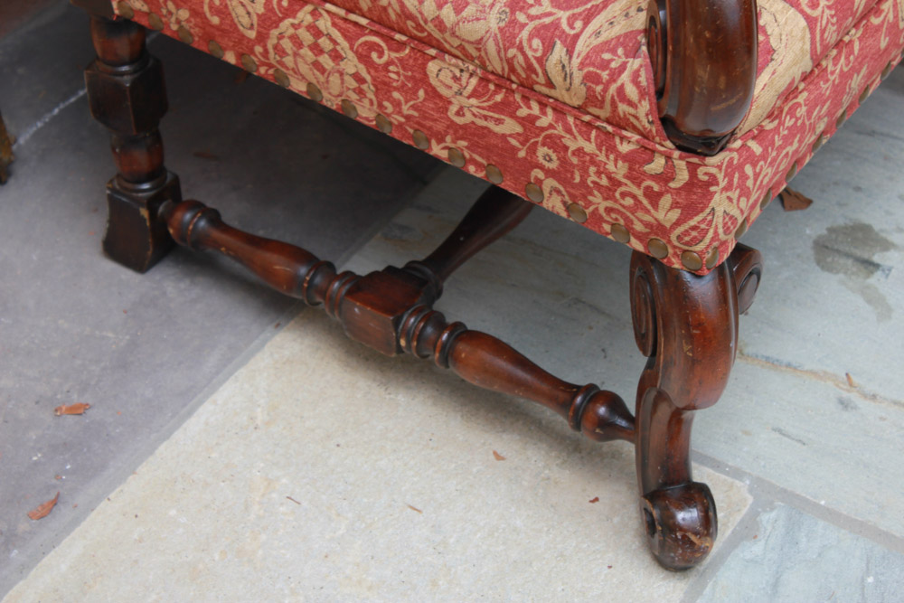 Vintage Walnut Louis XIII Style Armchair