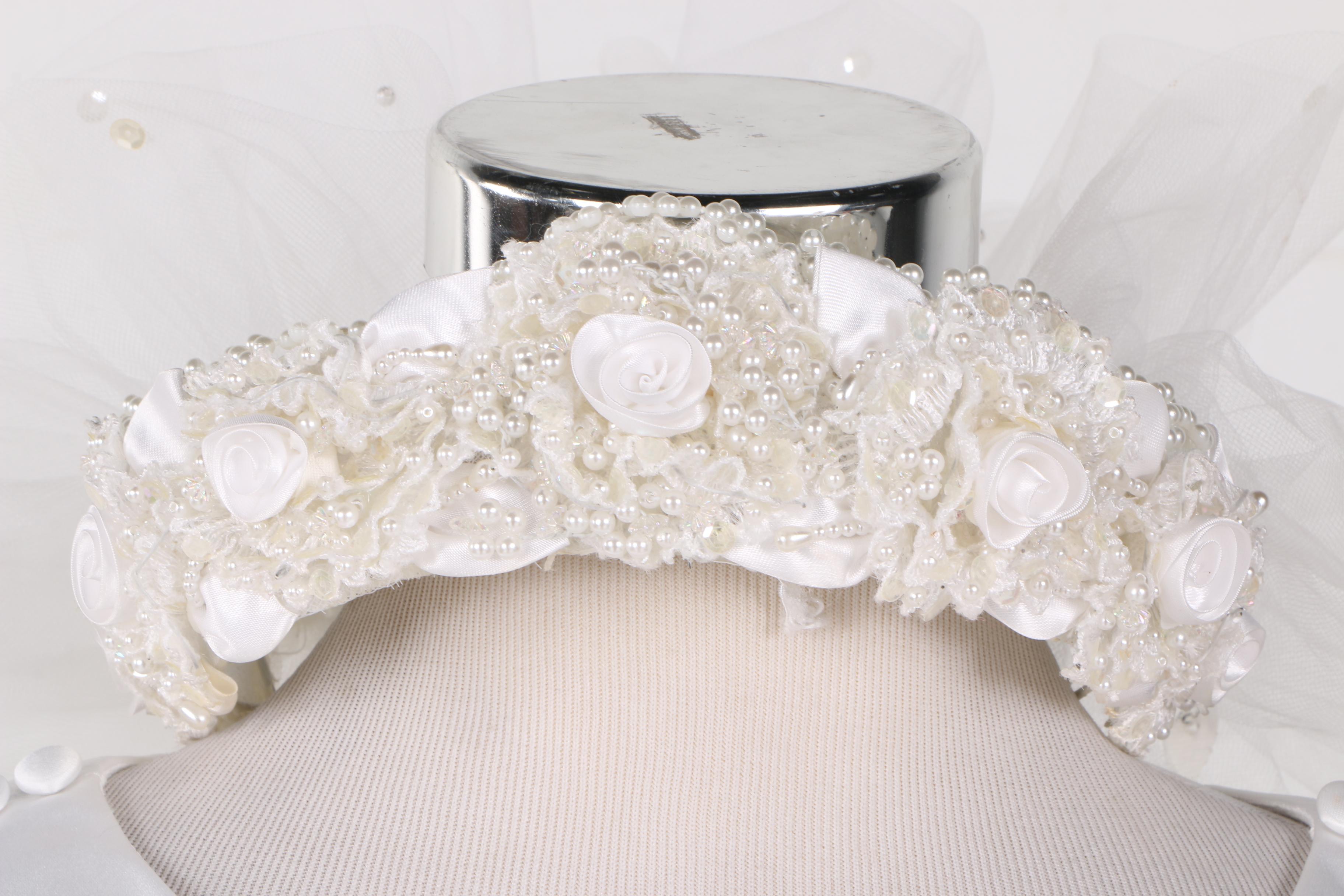 Vera Wang Tulle Wedding Dress with Veil and Gloves