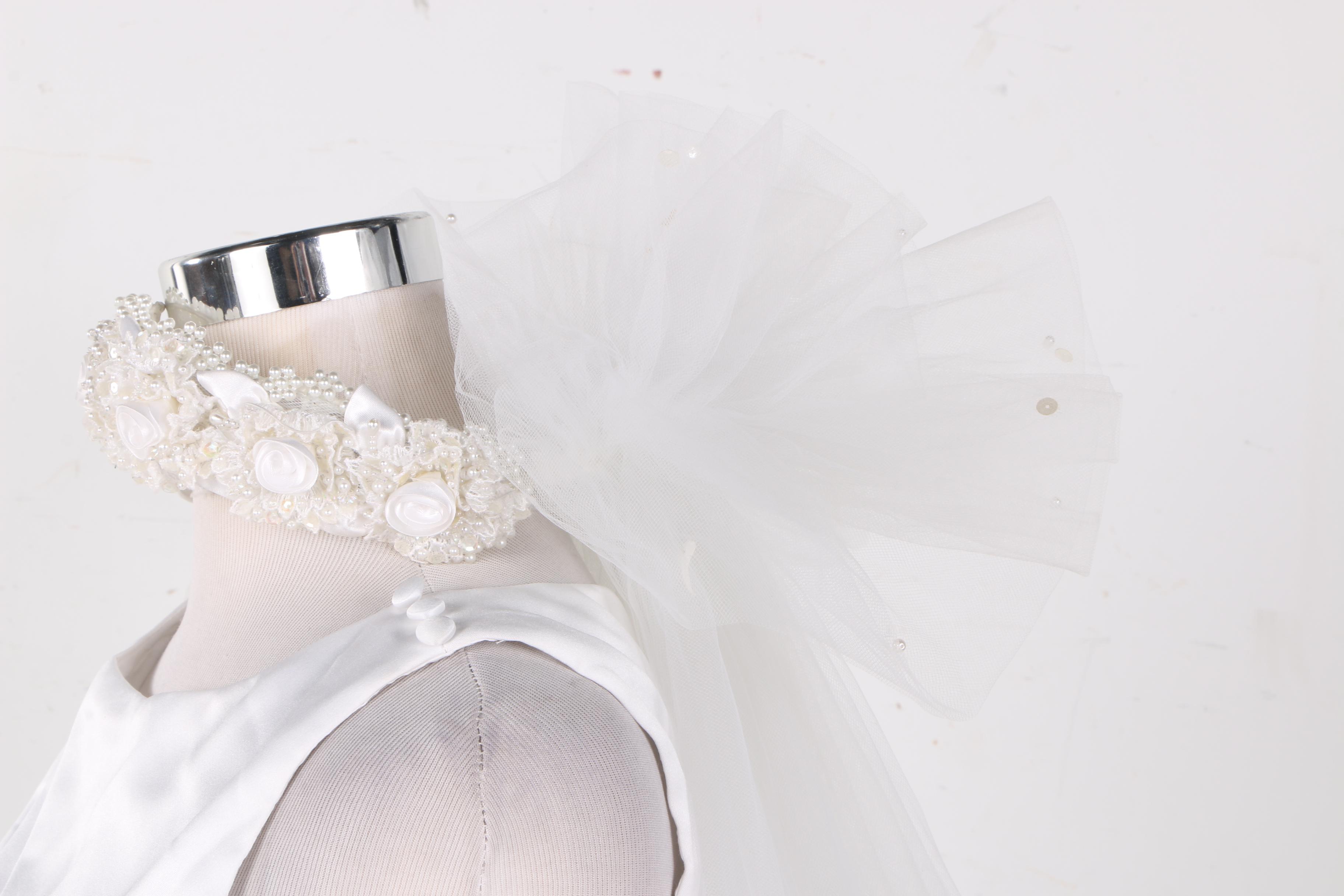 Vera Wang Tulle Wedding Dress with Veil and Gloves