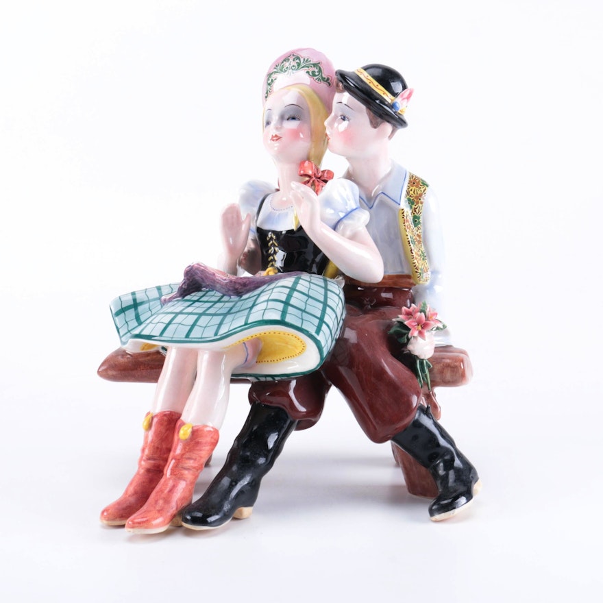 D' Indri Hand Painted Ceramic Man and Woman Figurine