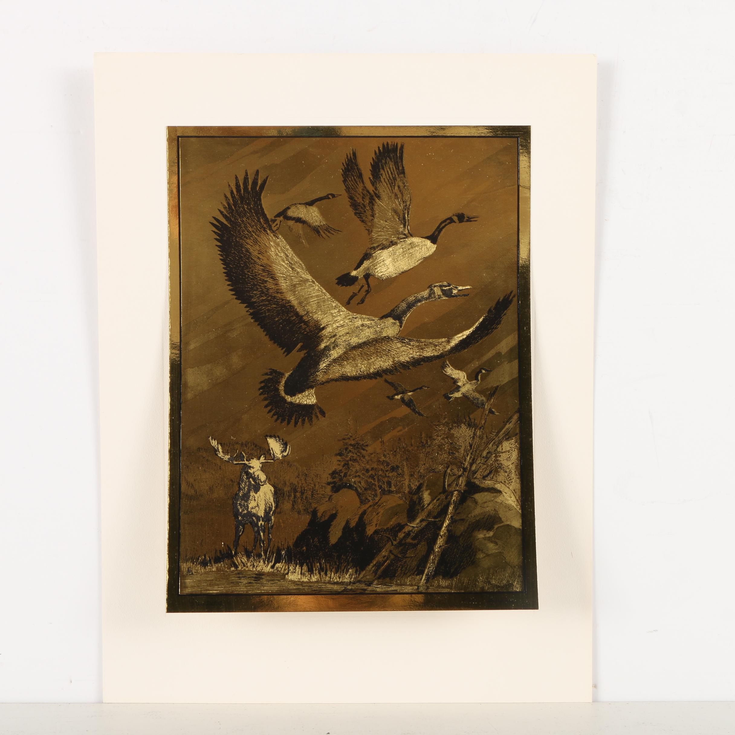 R.H. Palenske Halftone Reproduction Prints on Gold Tone Paper "The Sportsmen's Portfolio of Gold-Etch Prints"