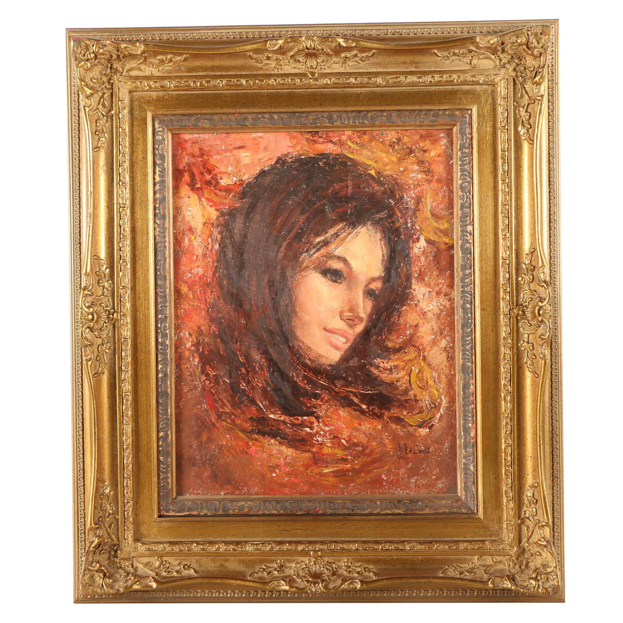 D. DeLand Oil Painting of a Woman's Face