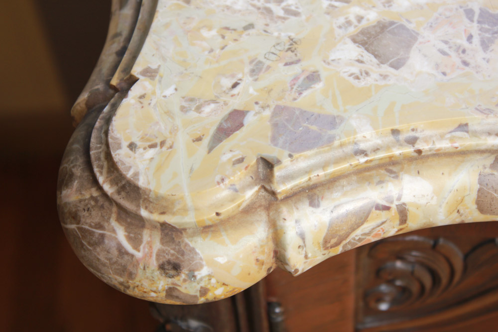 Vintage Queen Anne Style Marble Top Side Cabinet