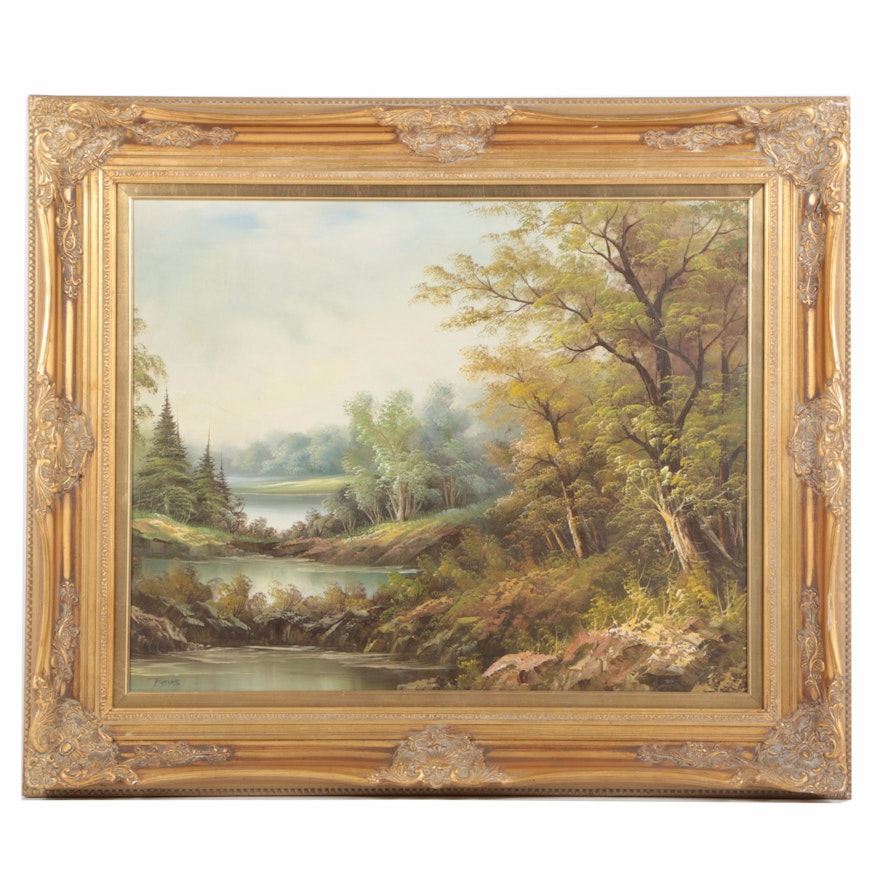 Oil Painting of Lush Landscape