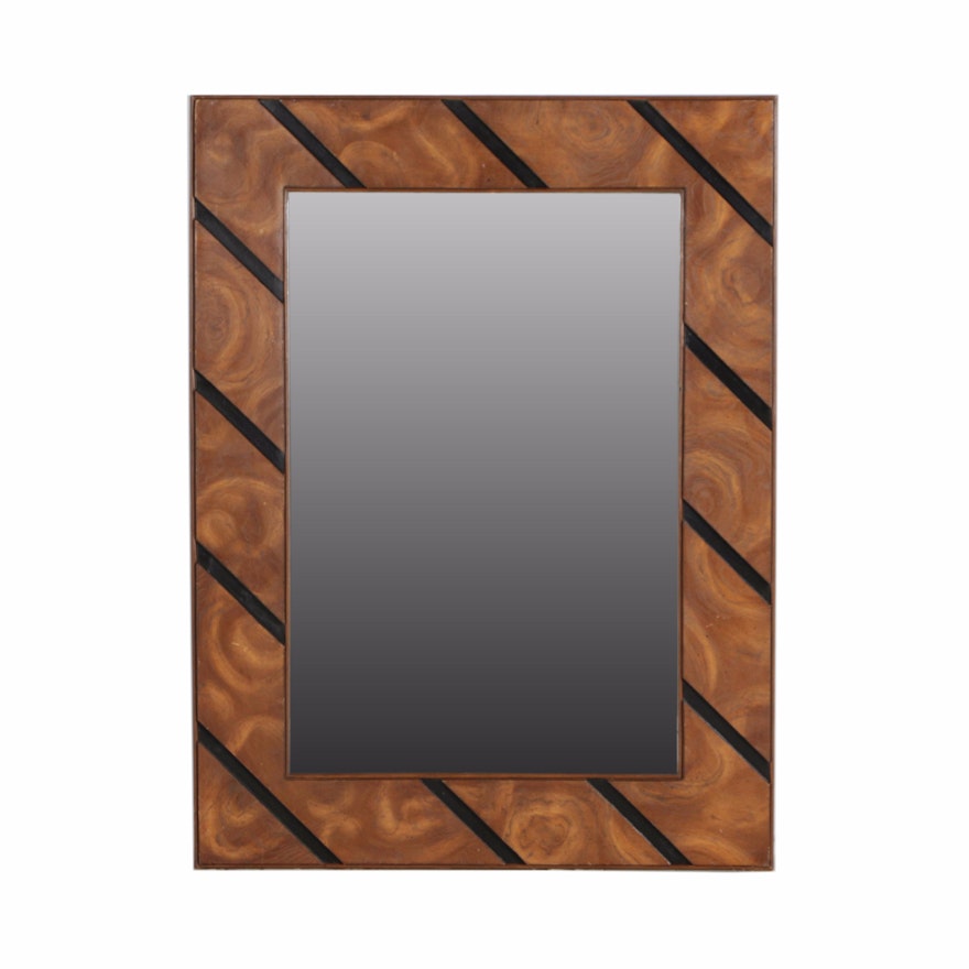 Rectangular Wall Mirror With Decorative Wooden Frame