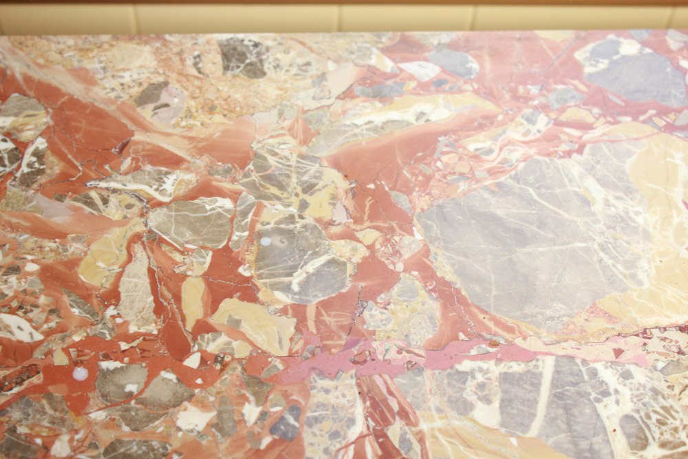 Vintage Queen Anne Style Marble Top Side Cabinet