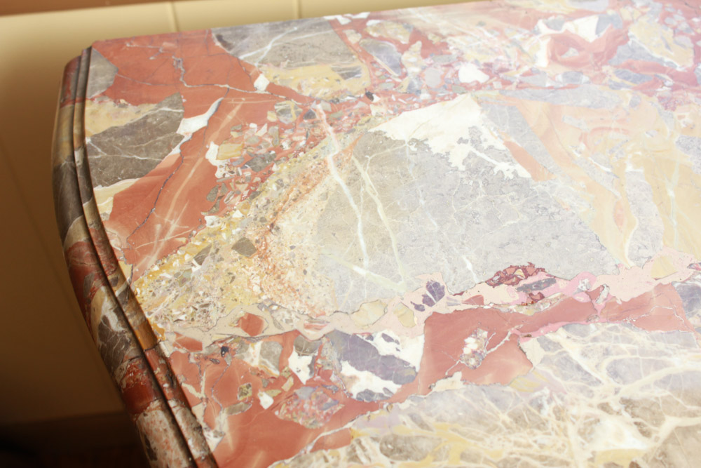 Vintage Queen Anne Style Marble Top Side Cabinet