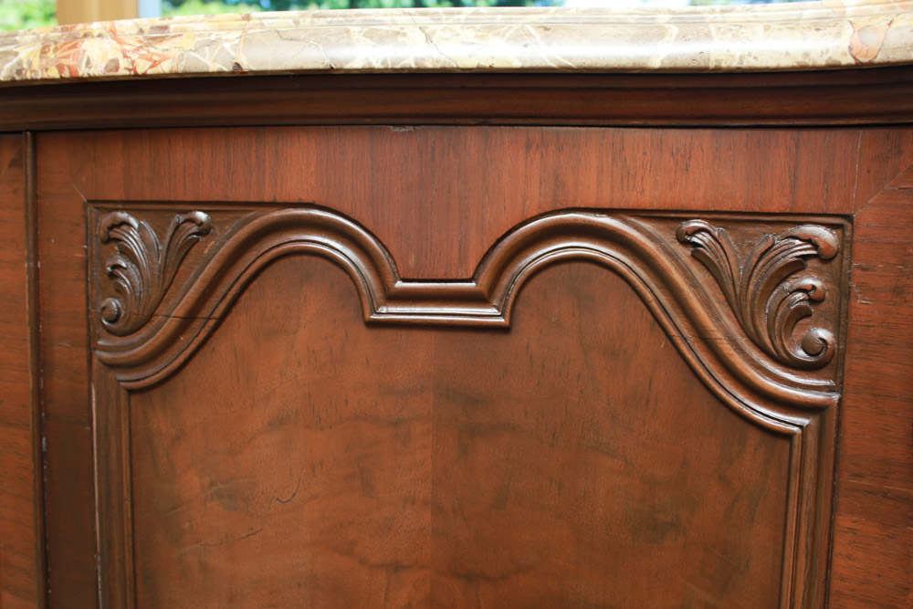 Vintage Queen Anne Style Marble Top Side Cabinet