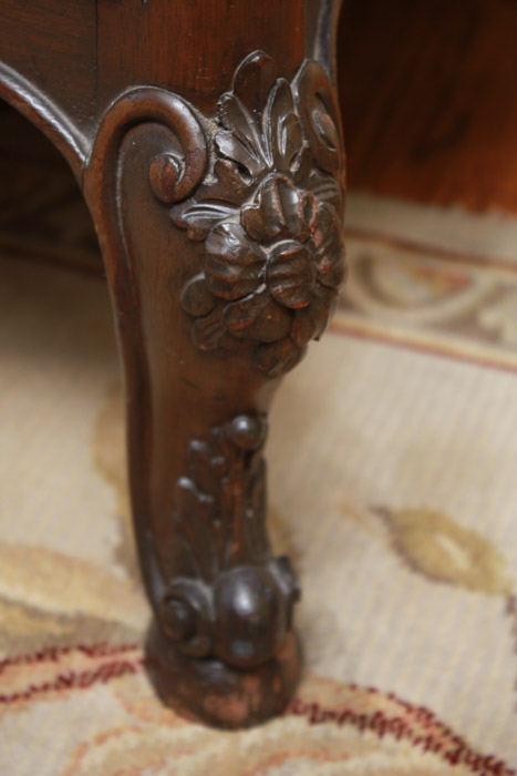 Vintage Queen Anne Style Marble Top Side Cabinet