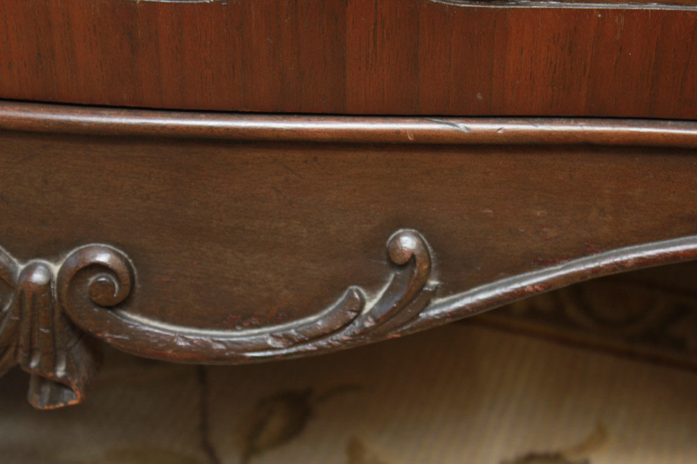 Vintage Queen Anne Style Marble Top Side Cabinet