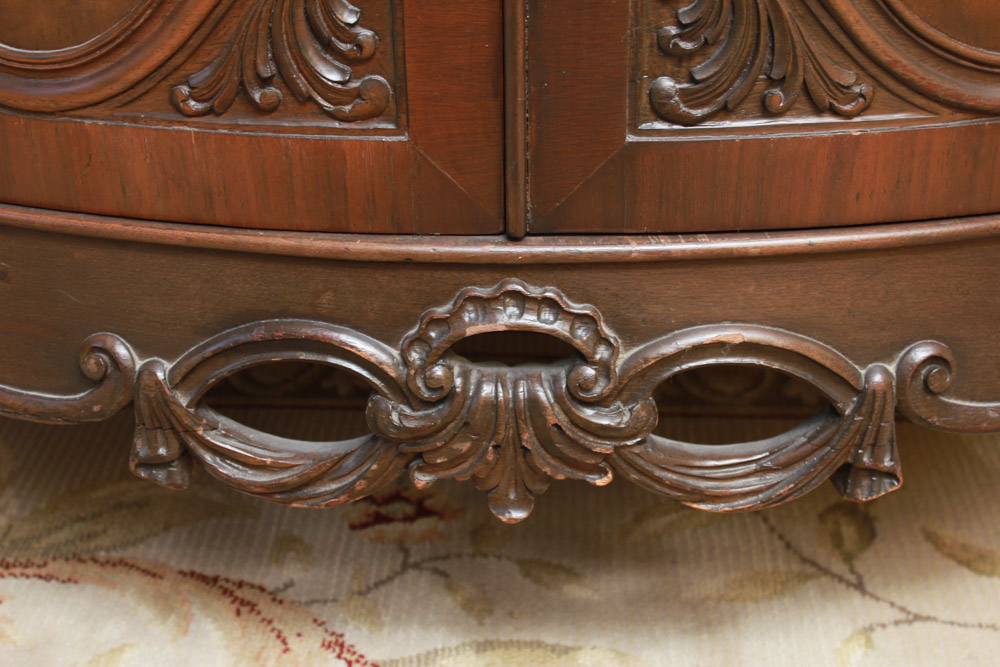 Vintage Queen Anne Style Marble Top Side Cabinet