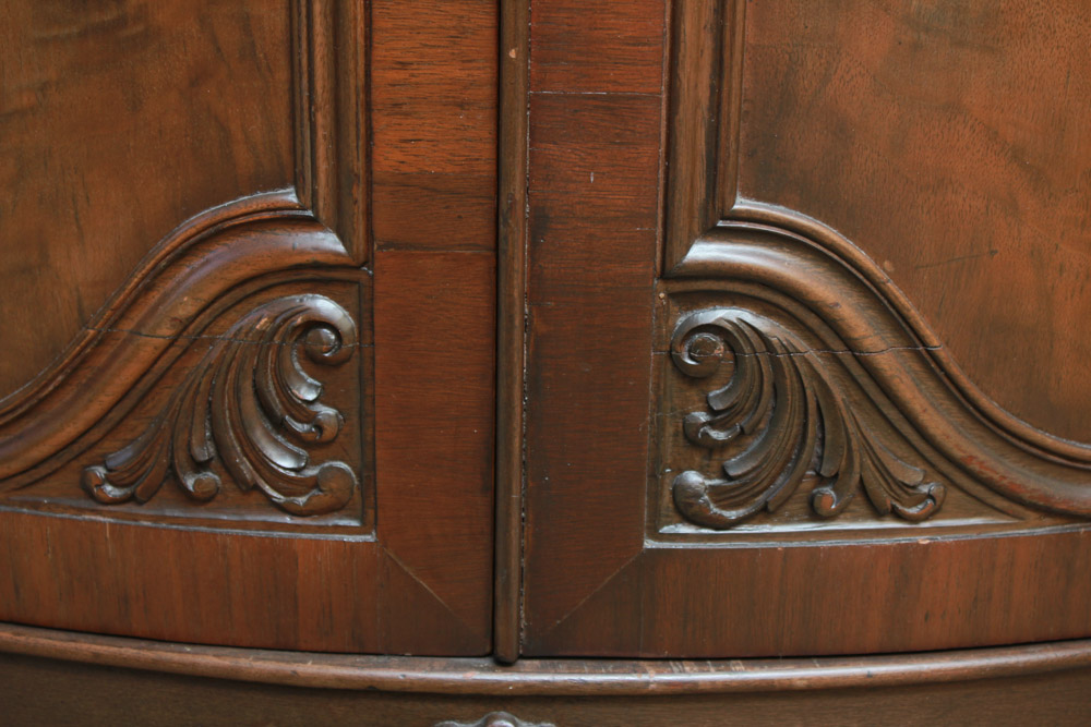 Vintage Queen Anne Style Marble Top Side Cabinet