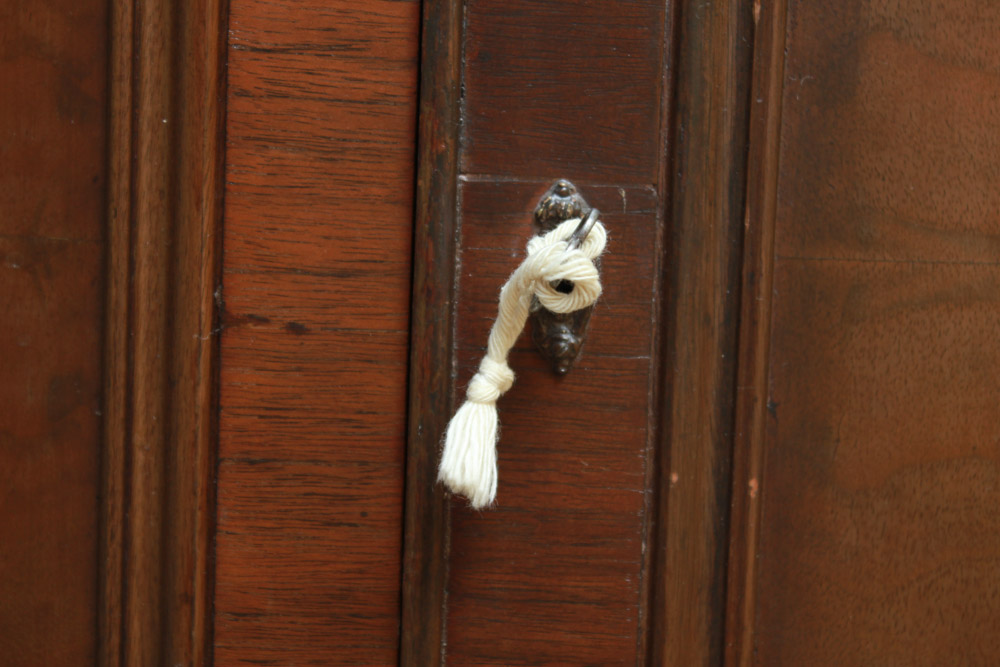 Vintage Queen Anne Style Marble Top Side Cabinet