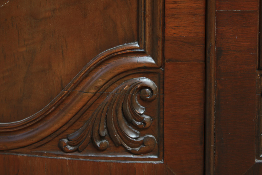 Vintage Queen Anne Style Marble Top Side Cabinet