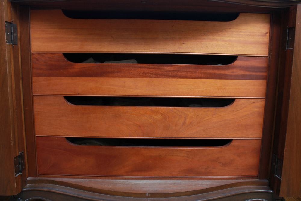 Vintage Queen Anne Style Marble Top Side Cabinet